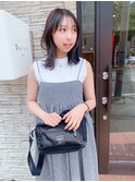 ココアグレージュ艶カラー大人可愛いくびれレイヤーカットミディ
