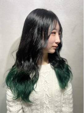ヴァイス 渋谷店(VAICE) グリーンの裾カラー/グラデーションカラー
