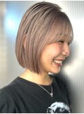 ハイライトカラーミルクティーベージュレイヤーカット