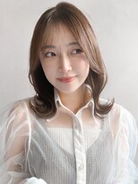 チェリーブラウンホワイトグレージュこなれヘアサイドバング