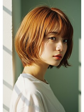 コトナ 越谷店 大人可愛い20代30代アプリコットオレンジ小顔ウルフレイヤーボブ