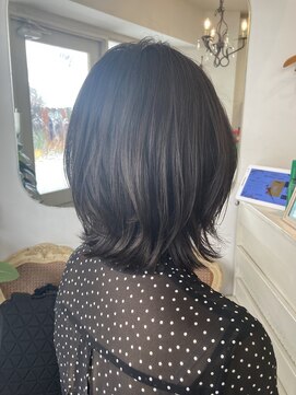 シェノン 赤羽店(CHAINON) 伸ばしかけくびれボブレイヤーカット暗髪抜け感黒髪ボブ