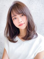 アグノス 青山(Agnos) ワンカールレイヤーかきあげロング 小顔バング マロンベージュ