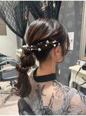 お呼ばれヘアセット/ローポニー/編みおろし/ねじりアレンジ