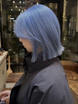 ベル 表参道店(Belle) ハイトーンボブ/くびれボブ／ペールブルー