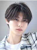 黒髪人気ツーブロックワックスなしセンターパート