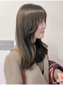 オリーブグレージュ赤み消しカラー＊ブリーチなし透明感カラー