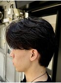 ニュアンスパーマフェザーパーマセンターパートワンカールパーマ