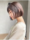 大人ガーリーダークアッシュ小顔ヘア似合わせカット