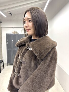 グリ(GRIS) 丸みボブ×ナチュラルオリーブベージュ