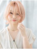 ミルクティーピンク髪質改善小顔マッシュウルフv古河10代20代