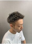潮焼けハイライトウェーブバング