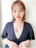 シースルーバング外ハネボブピンクベージュ20代30代前髪