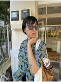 暗髪ミニボブ