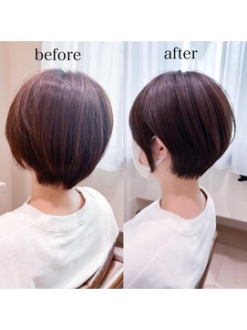 リュドール 栄(Rue D’or) 耳掛けスタイル立体感丸みカットブラウンナチュラル