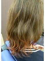 ブルブンガ(Berbunga) 【オレンジ×紫】ハロウィンカラー毛先デザインくびれヘア