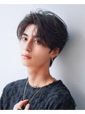 韓国ヘアカルマパーマカルマバングセンターパート黒髪ウルフ