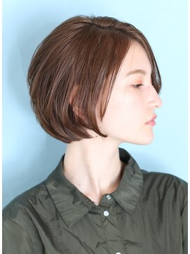 インセプション 銀座(INCEPTION) 40代50代小顔黒髪ネビージュボブルフワンレン前髪なしショート