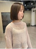 ボブミニボブ切りっぱなしボブヘアカラーブラウンカラー/中西