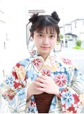 〈avant〉　浴衣ヘア　高めツインお団子ヘア