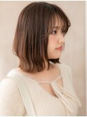 □マロンベージュ切りっぱなしボブくびれヘア416越谷20代30代