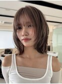 ハイトーンレイヤーボブミディアムレイヤーショートウルフボブ