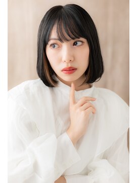 モッズヘア 上尾西口店(mod's hair) 黒髪イヤリングカラー前下がり切りっぱなしボブZ上尾20代30代