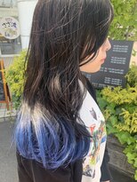 ジップ 緑店(zip)&nbsp;裾カラーブルーラベンダーカラー × 30代流行セミロング