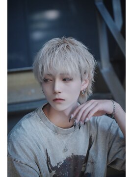 ポプルス(popls) ウルフカット/マッシュウルフ/ホワイトブロンド/メンズウルフ