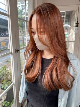 アネーロバイエーケー(ANHELO by AK) 水素カラーのアプリコットブラウンカラーで艶と柔らかさをプラス