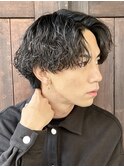 渋谷波巻きパーマメンズカットルーズパーマセンターパートヘア