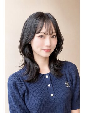 ルエ(rue) 小顔矯正ミディアムレイヤー前髪あり抜け感くびれシルエット