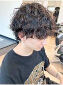 メンズマッシュ無造作パーマ波巻きスパイラルパーマ波巻きパーマ