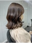 大人かわいい美髪ペールベージュの外ハネボブくびれヘア韓国前髪