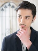 ジェントルな暗髪うるツヤ七三オールバックショートf仙台