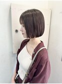 ミニボブ ぱっつんボブ 切りっぱなしボブ 縮毛矯正