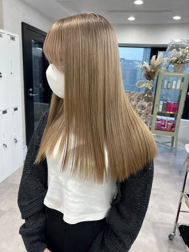 ツキ 横浜店(tuki) ラベンダーベージュピンクベージュダブルカラーブリーチカラー