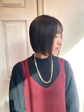 アロマ ヘアルーム 池袋店(AROMA hair room) シースルーバング　ぷつっとボブ　切りっぱなし