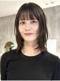 大人可愛い艶髪カラーくすみベージュくびれウルフロングレイヤー