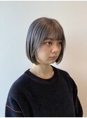 ボブ/顔周りレイヤー/ハイトーンカラー/グレージュ/シルバー
