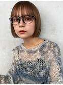 ハイライト/マチルダボブ前髪ピンクベージュ/インナーグレージュ