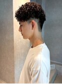 ツイストパーマ アップバング センターパート メンズショート