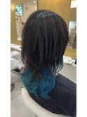 ウルフカット×ターコイズブルー
