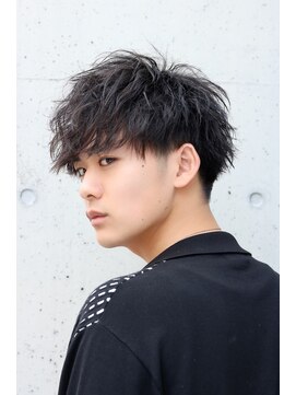 ネイビー(NAVY) トップウェーブツイストパーマ ツーブロックマッシュ メンズ