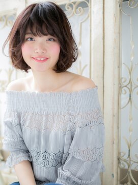 ブルー(BLUE) *CUORE水戸*…ダークアッシュランダムパーマ小顔エアリーミディb