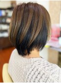 べージュハイライト大人可愛いダブルカラーブリーチハイトーン