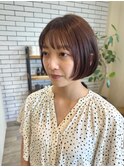 ピンクバイオレット透け感バングボブがかわいい!ハニボブ
