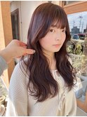 切りっぱなしボブ/エアリーロング/美髪/ピンクブラウン/岡崎