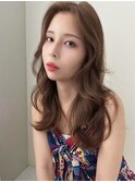 ブリーチなしベージュシアカラーオリーブベージュレイヤーカット