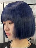 ネイビーブルー[新宿駅/切りっぱなしボブ/エアリーロング]